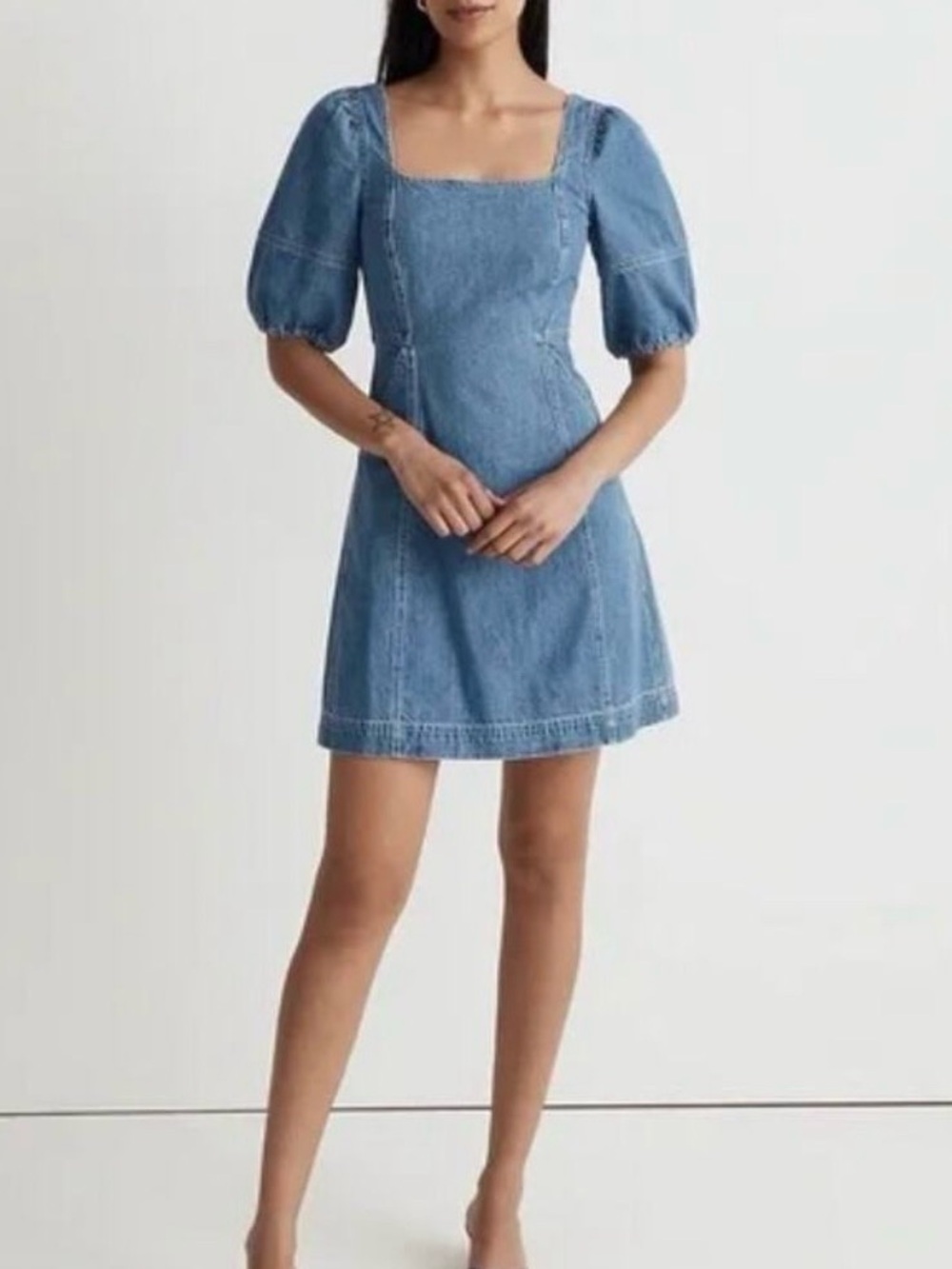 Madewell Maisie Denim Puff Sleeve Mini Dress